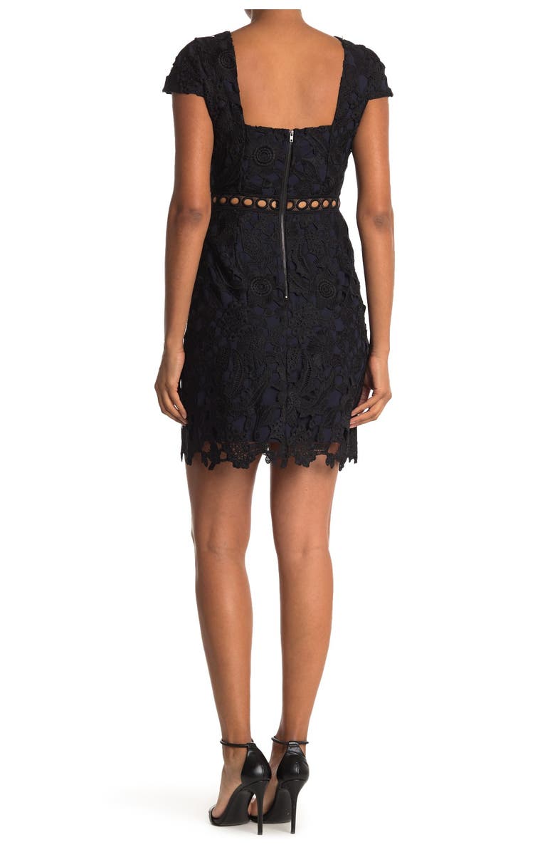 Sam Edelman Cap Sleeve Lace Sheath Dress, Main, color, 