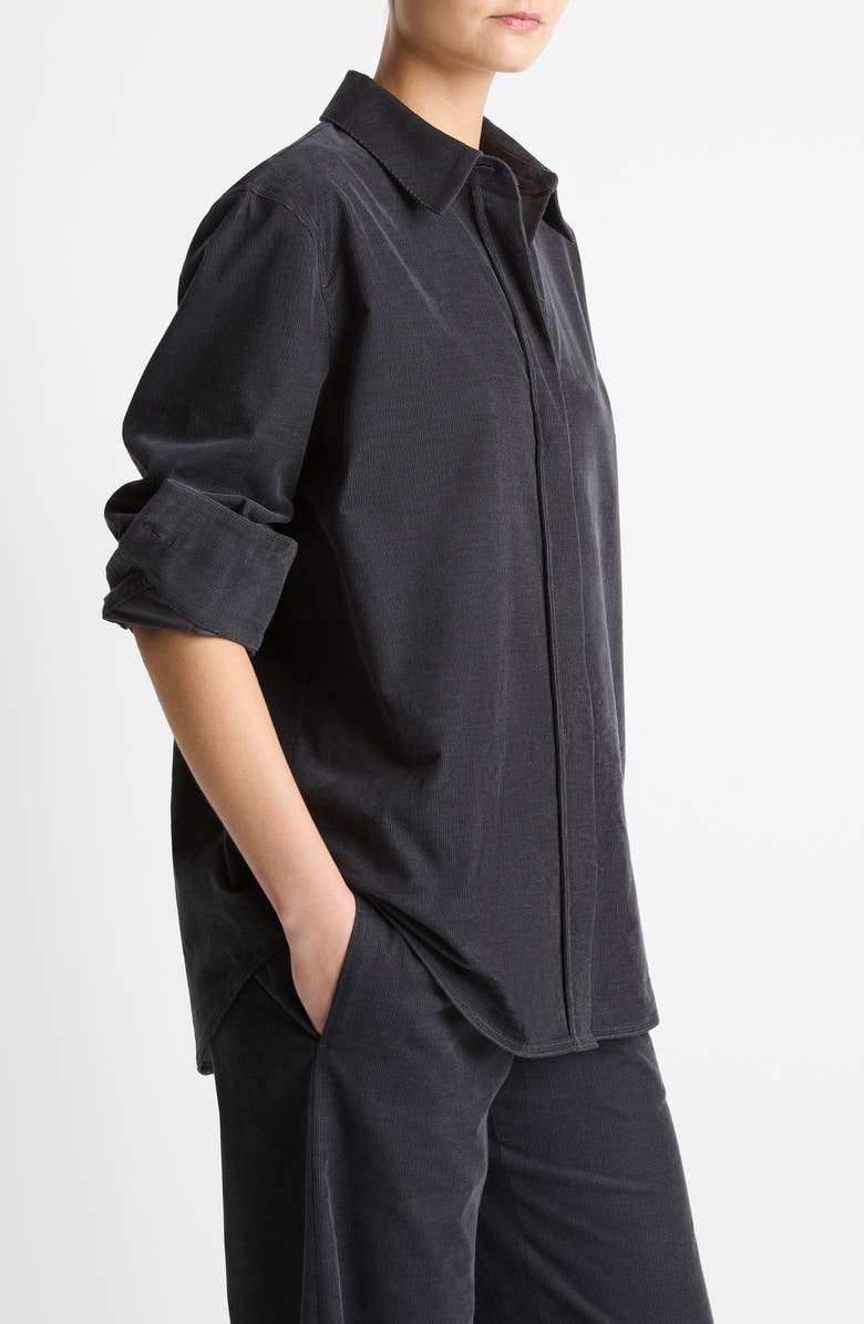 Vince Oversize Corduroy Cotton Blouse, Alternate, color, Graphite