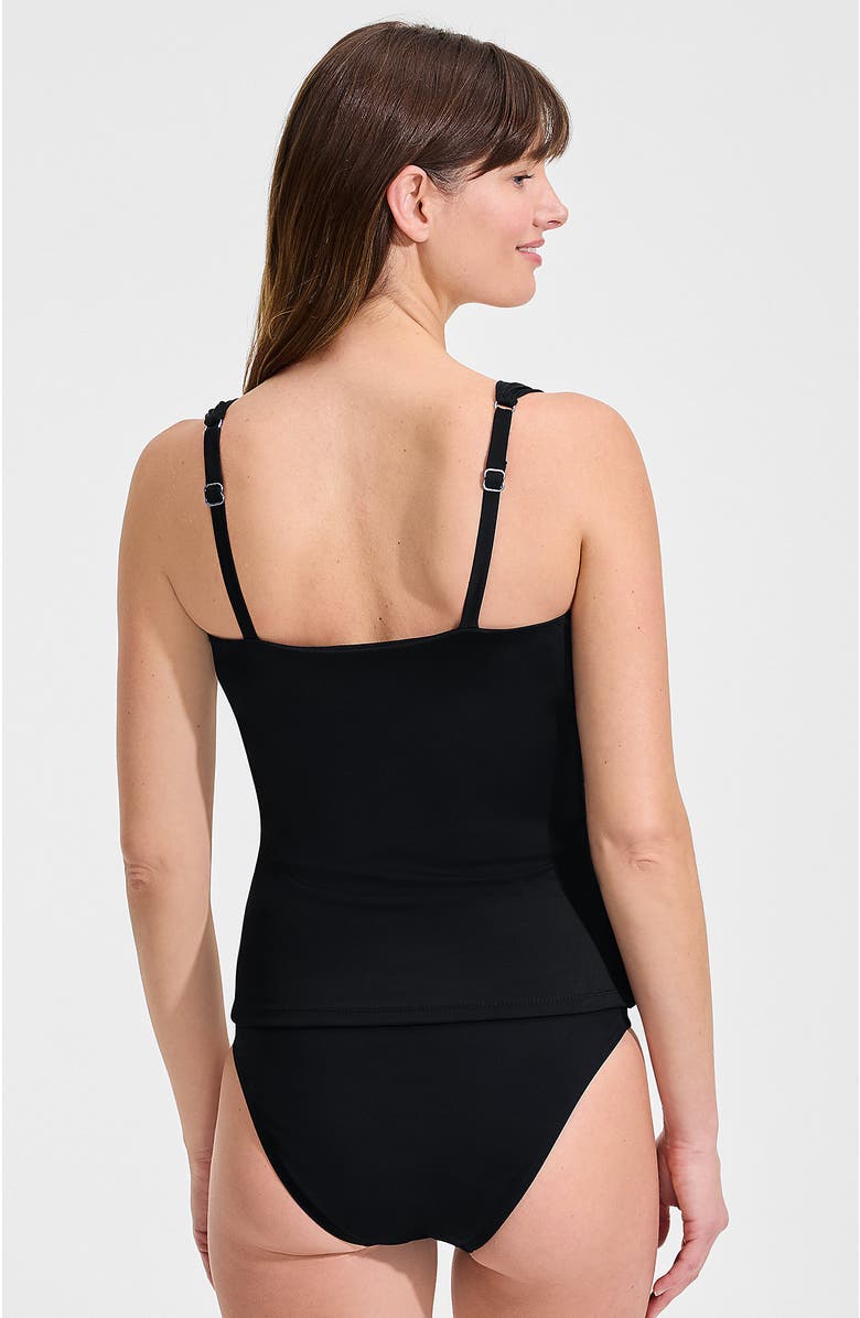 Lands' End Slender Lite Sweetheart Shirred Tankini, Alternate, color, Black