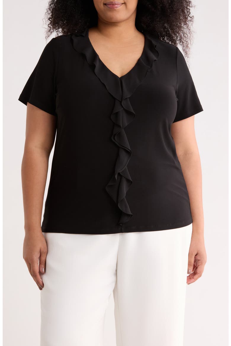 Cascade Ruffle Front Top, Main, color, ANNE BLACK