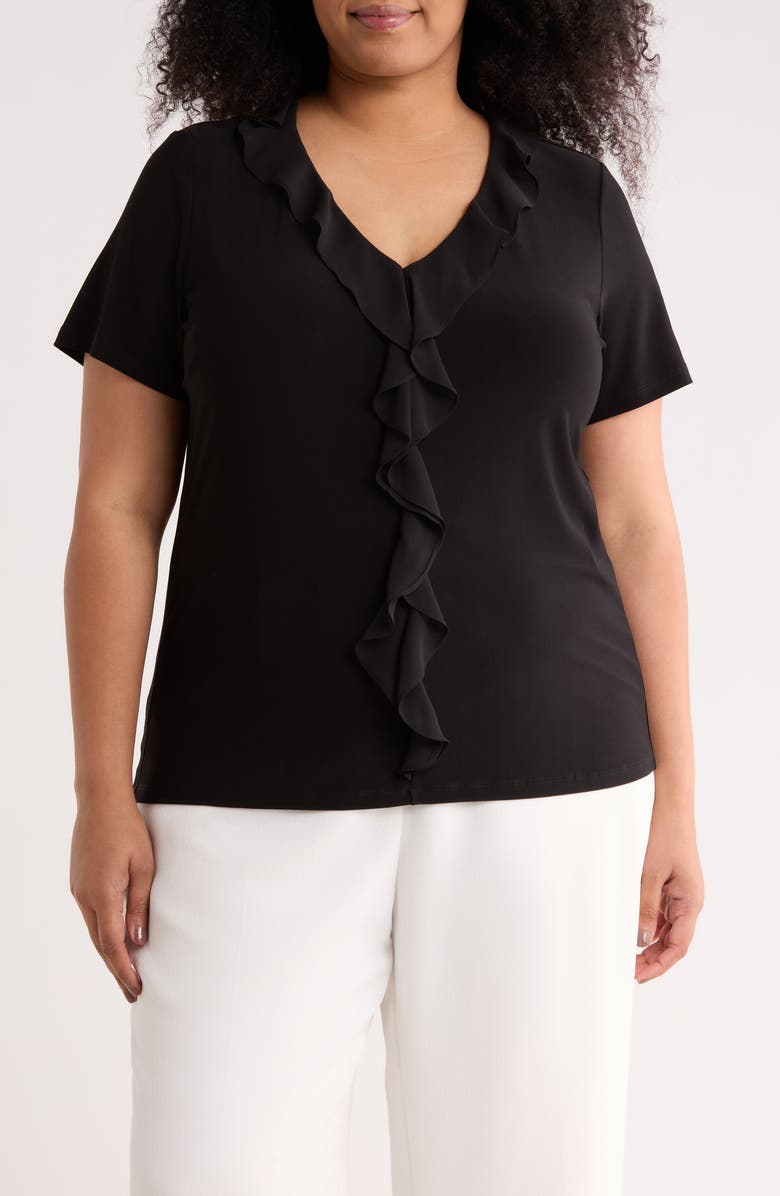 AK ANNE KLEIN Cascade Ruffle Front Top, Main, color,
