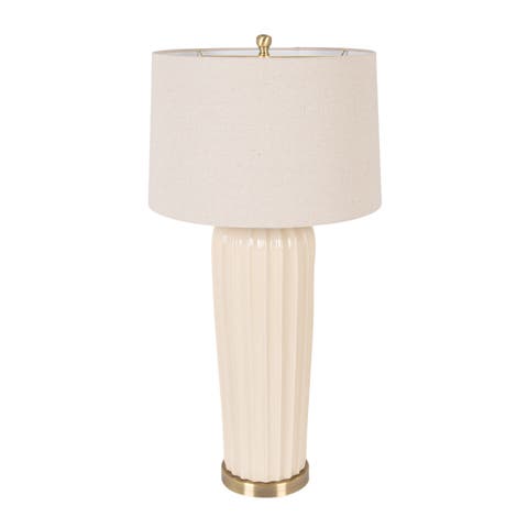Stoneware Table Lamp with Linen Shade