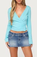 EDIKTED Belka Long Sleeve Knit Wrap Sweater