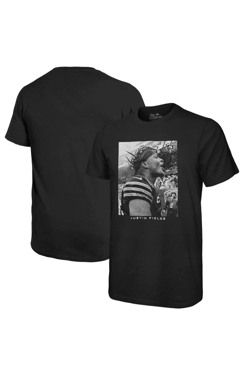 Majestic Threads Men's Majestic Threads Justin Fields Black Chicago Bears Oversized Player Image T-Shirt, Main, color,