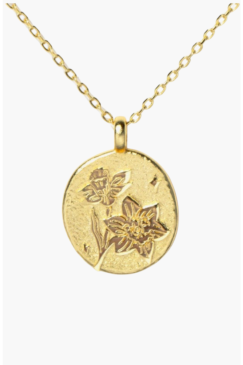 Gold Birth Flower Necklace, Alternate, color, Chrysanthemum / November