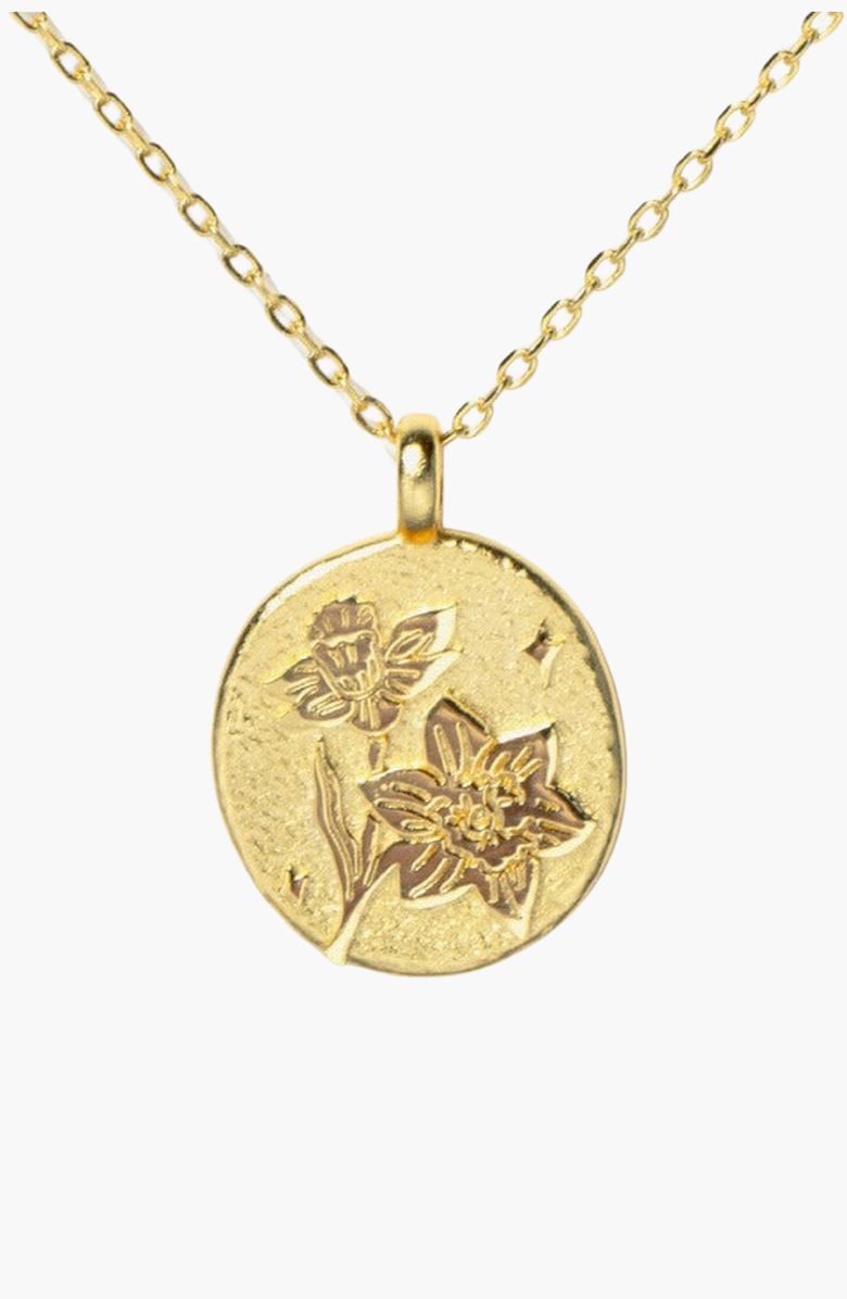Little Sky Stone Gold Birth Flower Necklace, Alternate, color, Daisy / April
