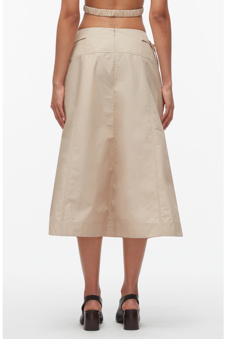 Tie Waist Button Midi Skirt, Alternate, color, KHAKI