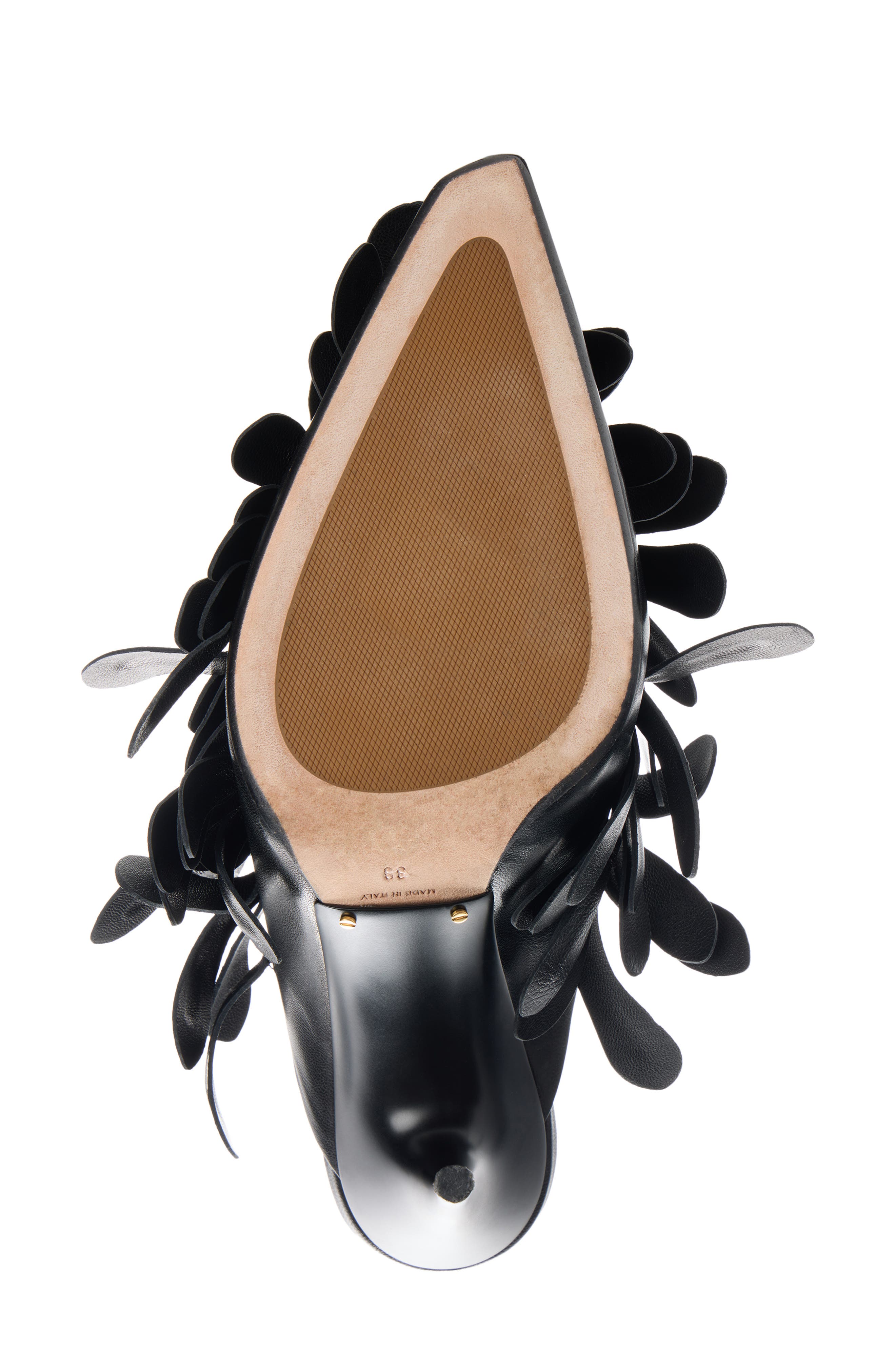 Balenciaga Duchesse Floral Petal Pointed Toe Mule, Alternate, color, Black/ Gold