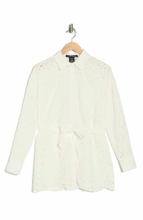 Forgotten Grace Eyelet Tie Waist Tunic Shirt