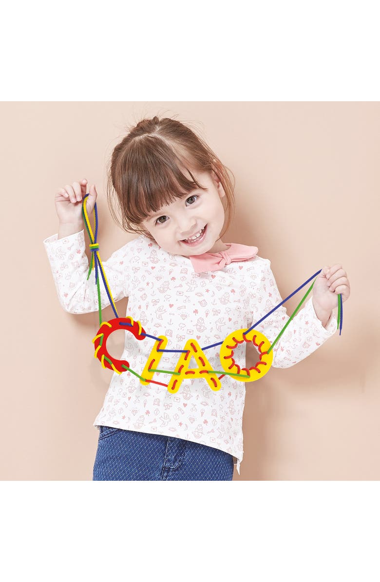 Quercetti Play Montessori Abc & 123 Lacing Set 53 Pieces, Alternate, color, Multicolored