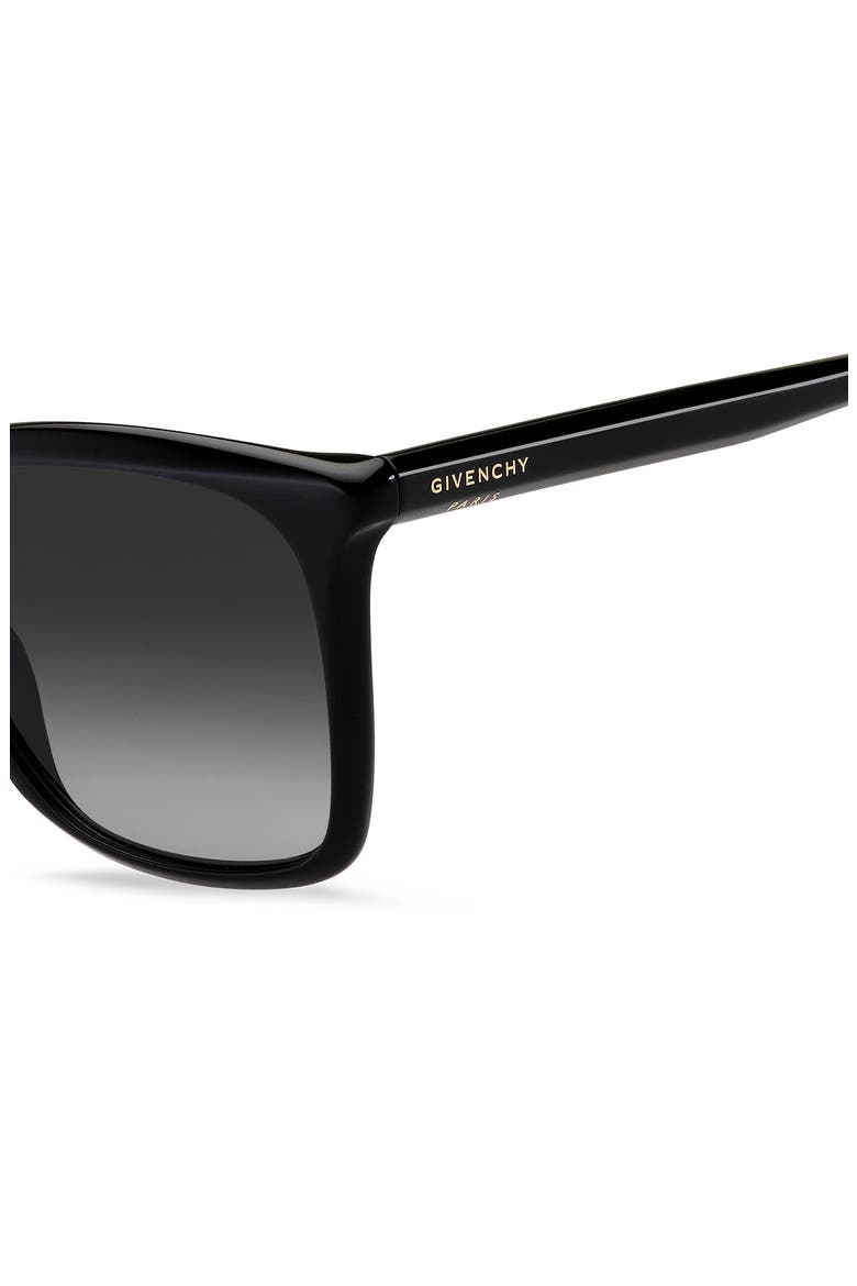 56mm Gradient Rectangle Sunglasses, Alternate, color, BLACK/ GREY SHADED