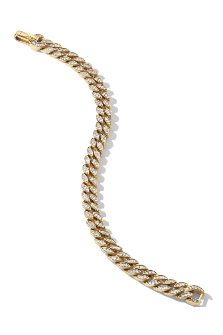 Men's Pavé Diamond Curb Chain Bracelet, 8mm, Alternate, color, 18K YELLOW GOLD