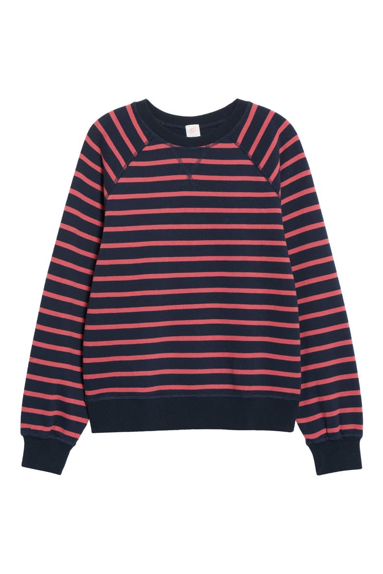 Cloud 9 Reversible Striped Crewneck Sweatshirt, Alternate, color, TWILIGHT AND DUSK ROSE STRIPE