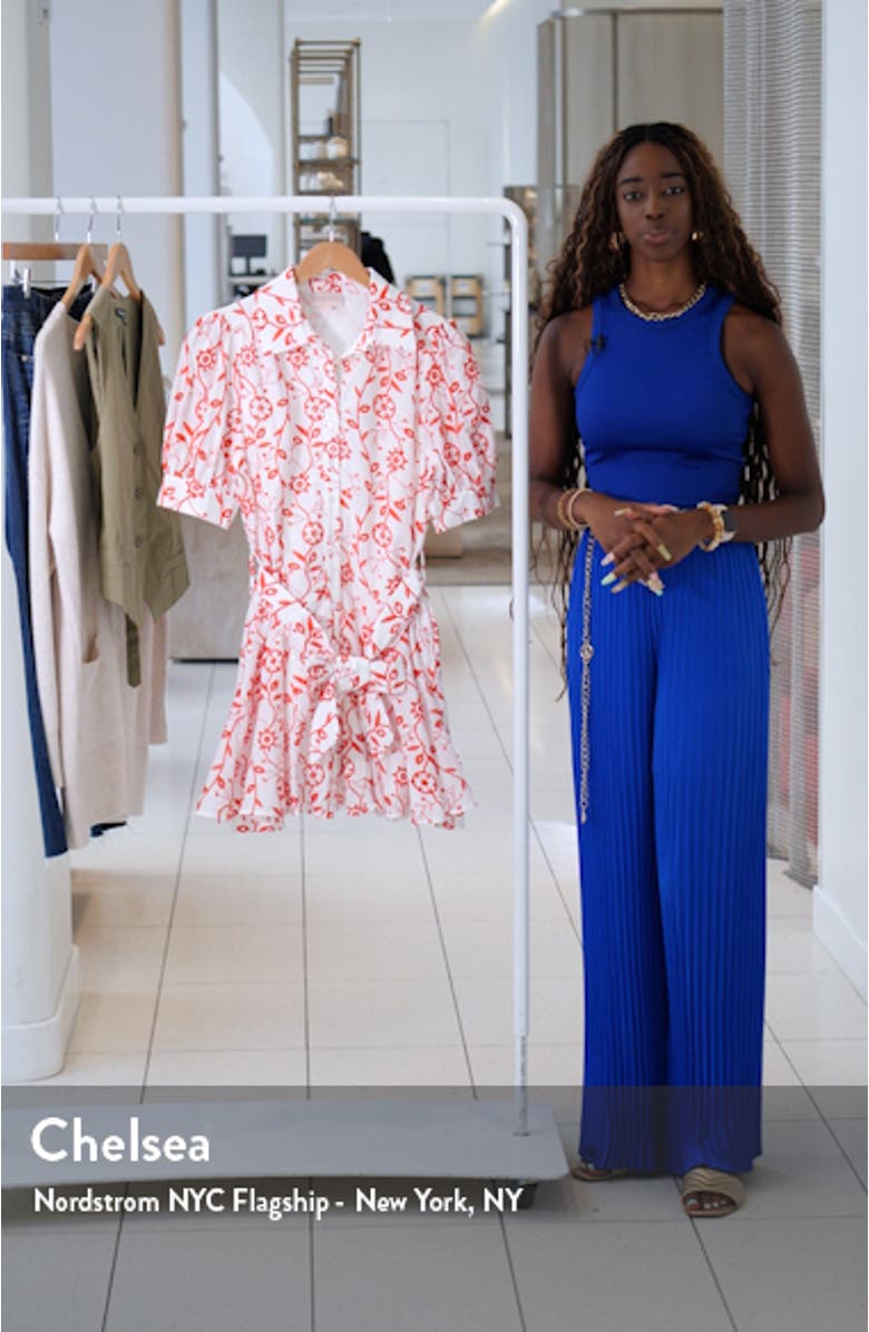 Emilie Embroidered Belted Mini Shirtdress, sales video thumbnail
