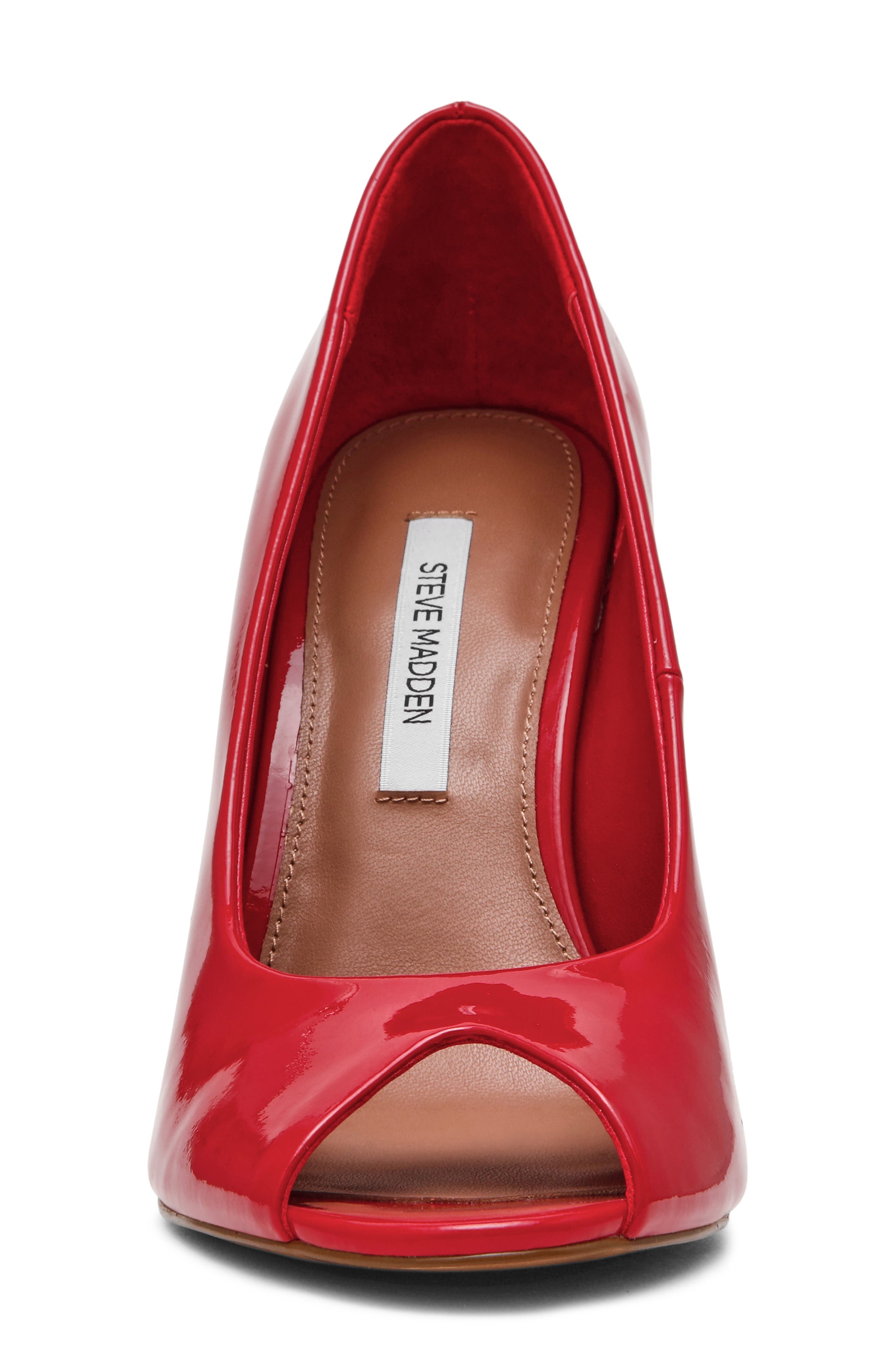 Palmetto Peep Toe Wedge Pump, Alternate, color, RED PATENT