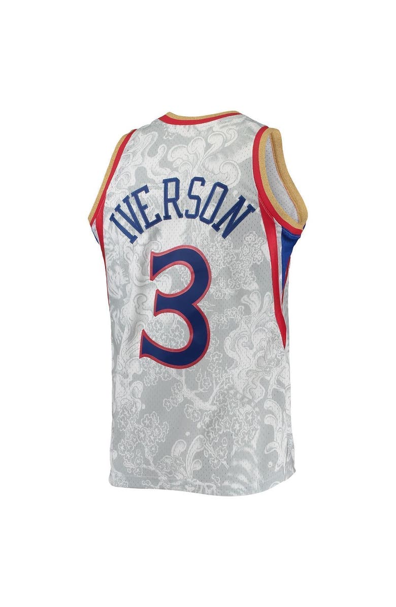 Mitchell & Ness Men's Mitchell & Ness Allen Iverson White Philadelphia 76ers Hardwood Classics 1996/97 Lunar New Year Swingman Jersey, Alternate, color,