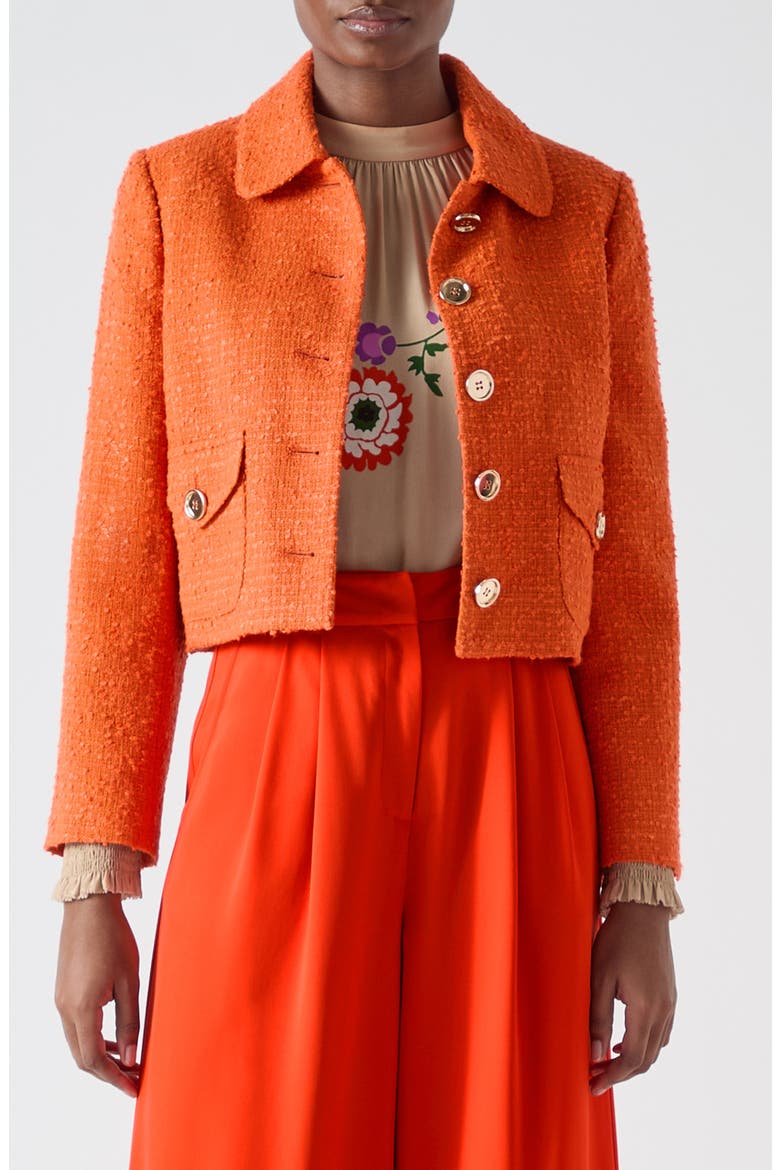 Vita Tweed Jacket, Main, color, BRIGHT ORANGE