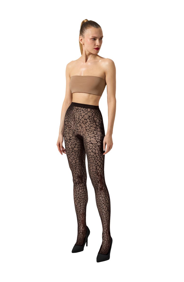 Wolford Reptile Net Tights, Alternate, color, Black