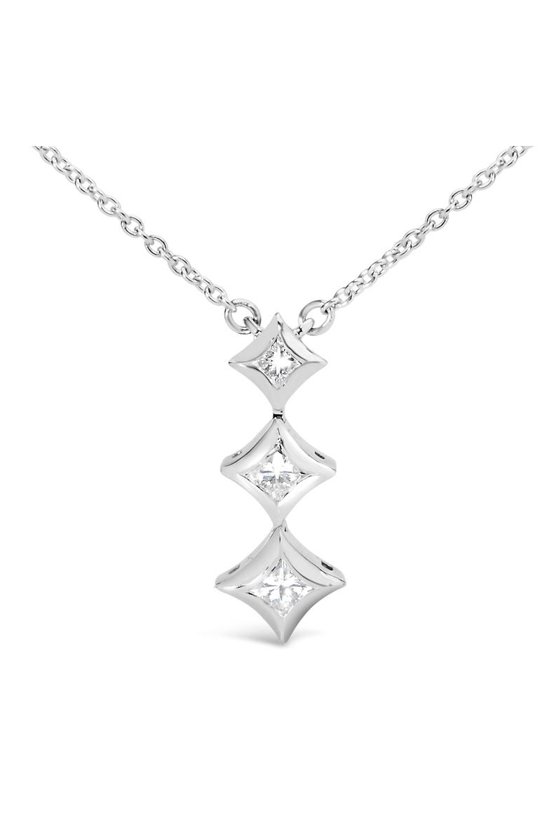 Haus of Brilliance 10K Gold 1/5 Cttw Princess Cut Diamond 3 Stone Drop Pendant Necklace, Main, color, White