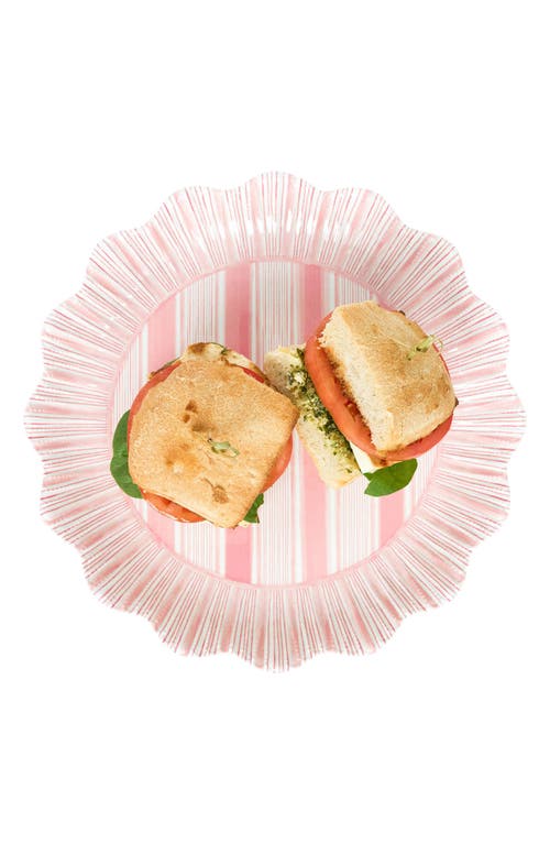 Juliska Cabana Stripe Melamine Dinner Plates, Set Of 4 In Coral