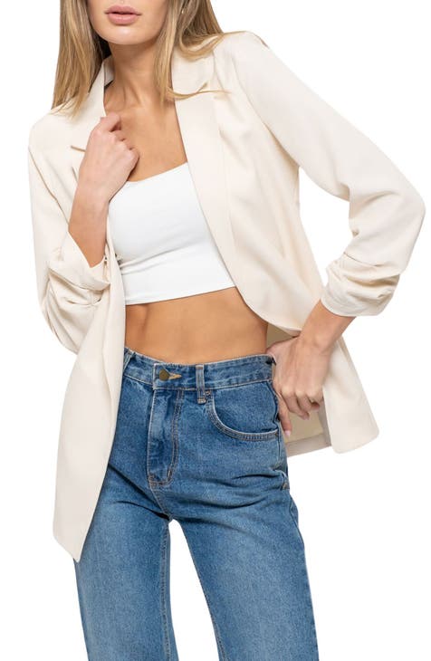 Ruched Sleeve Blazer