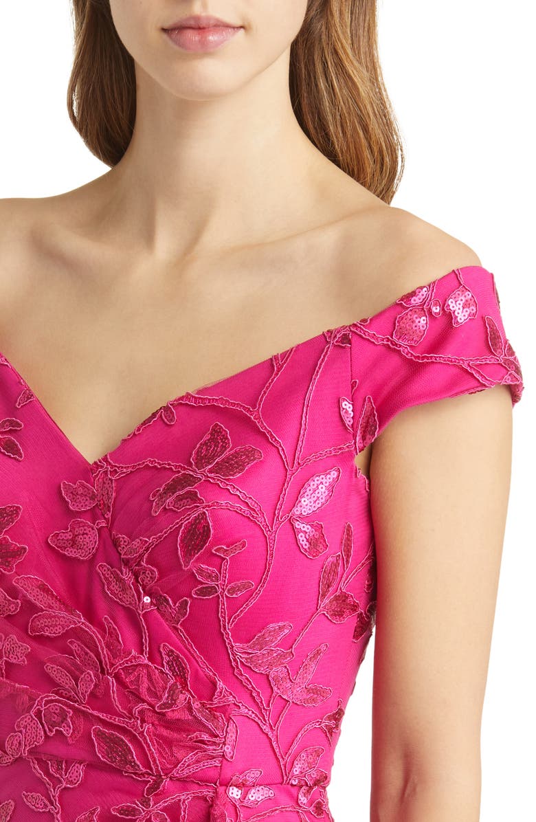 Tadashi Shoji Embellished Off the Shoulder Gown, Alternate, color, 