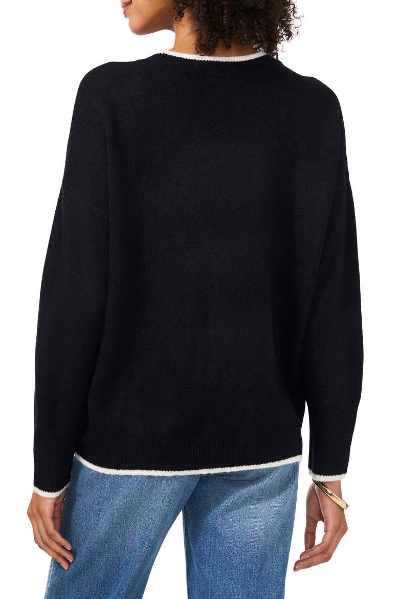 Tipped Crewneck Sweater, Alternate, color, RICH BLACK