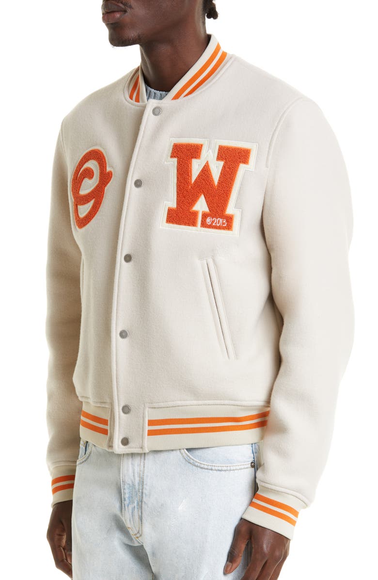 Off-White OW Patch Varsity Bomber Jacket, Alternate, color,