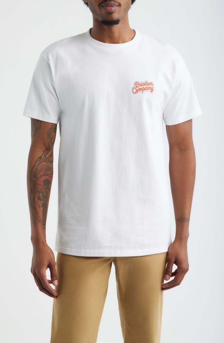 Brixton Stay While Cotton Graphic T-Shirt, Main, color, White