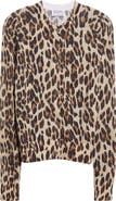 ST. JOHN Loepard Print Wool Cardigan