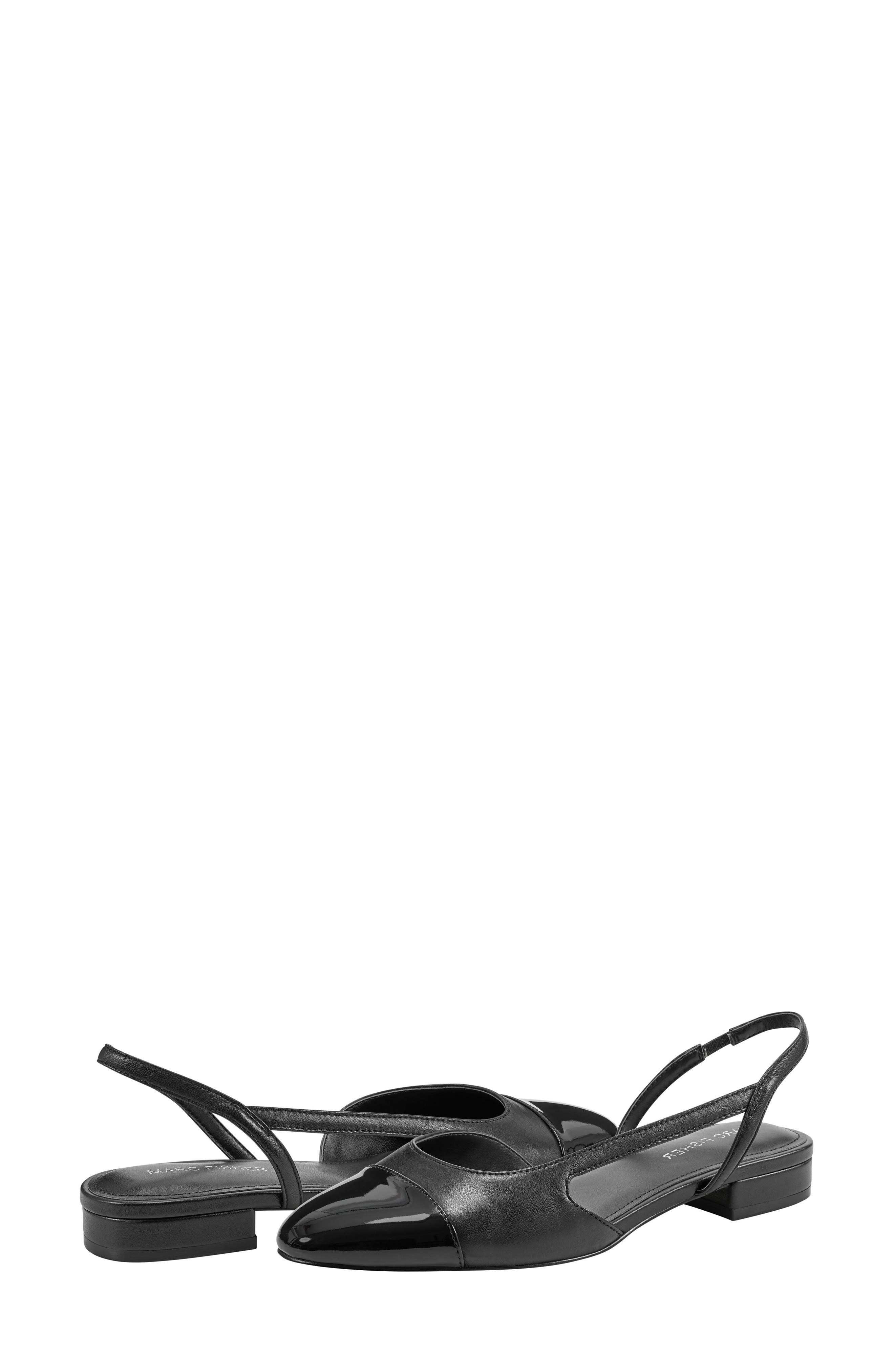 Marc Fisher Dela Slingback Flat, Alternate, color, Black