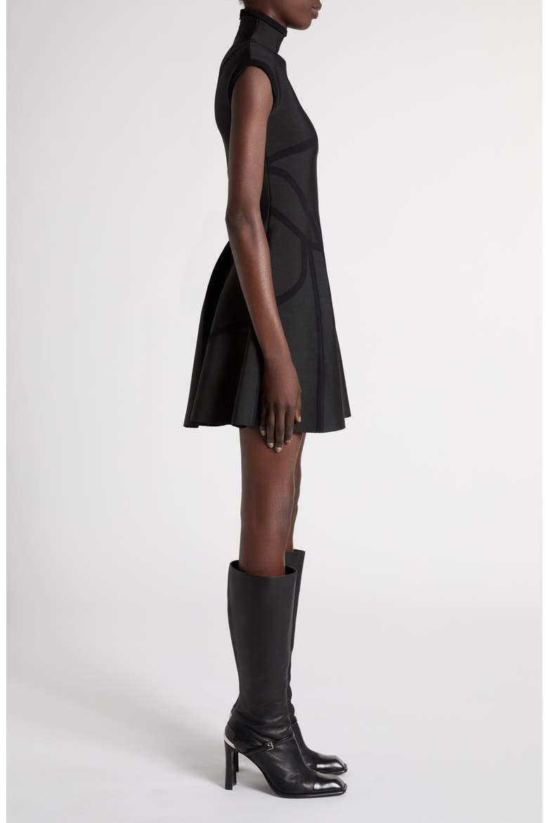 Panelled Silk Minidress, Alternate, color, BLACK/ BLACK