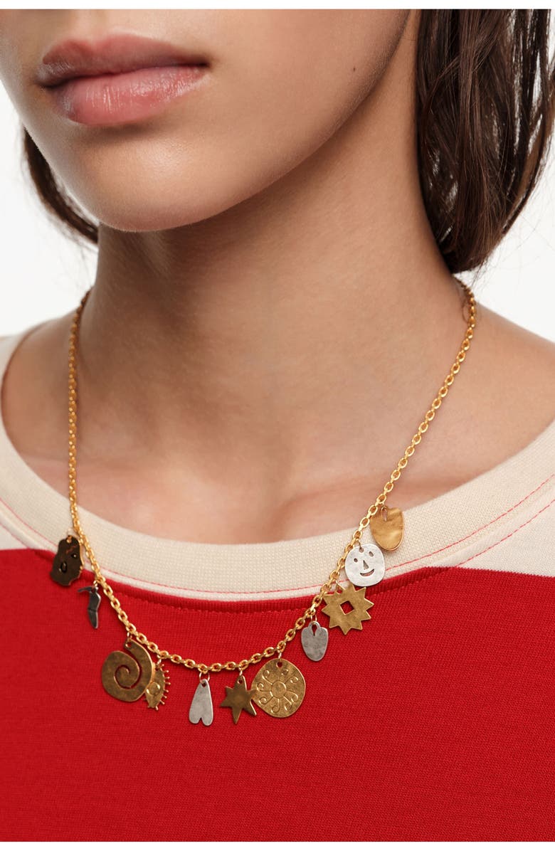 Bimba y Lola Two-Tone Metal Silhouette Necklace, Alternate, color, Multigold