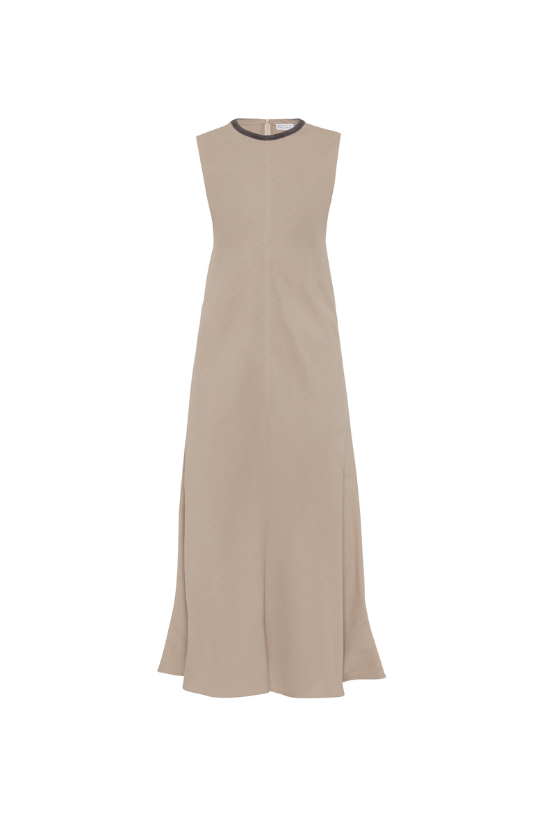 Twill dress with monili, Main, color, Cool Beige