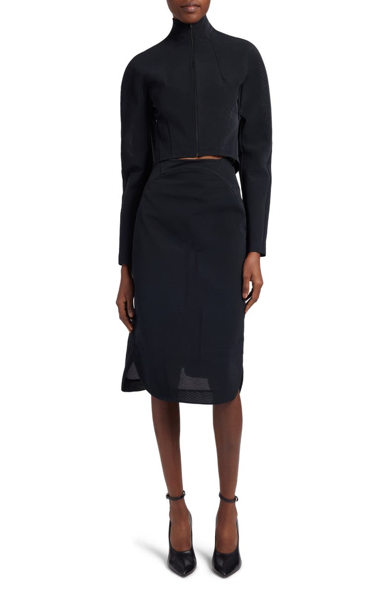 Alaïa Funnel Neck Crop Jacket, Alternate, color,