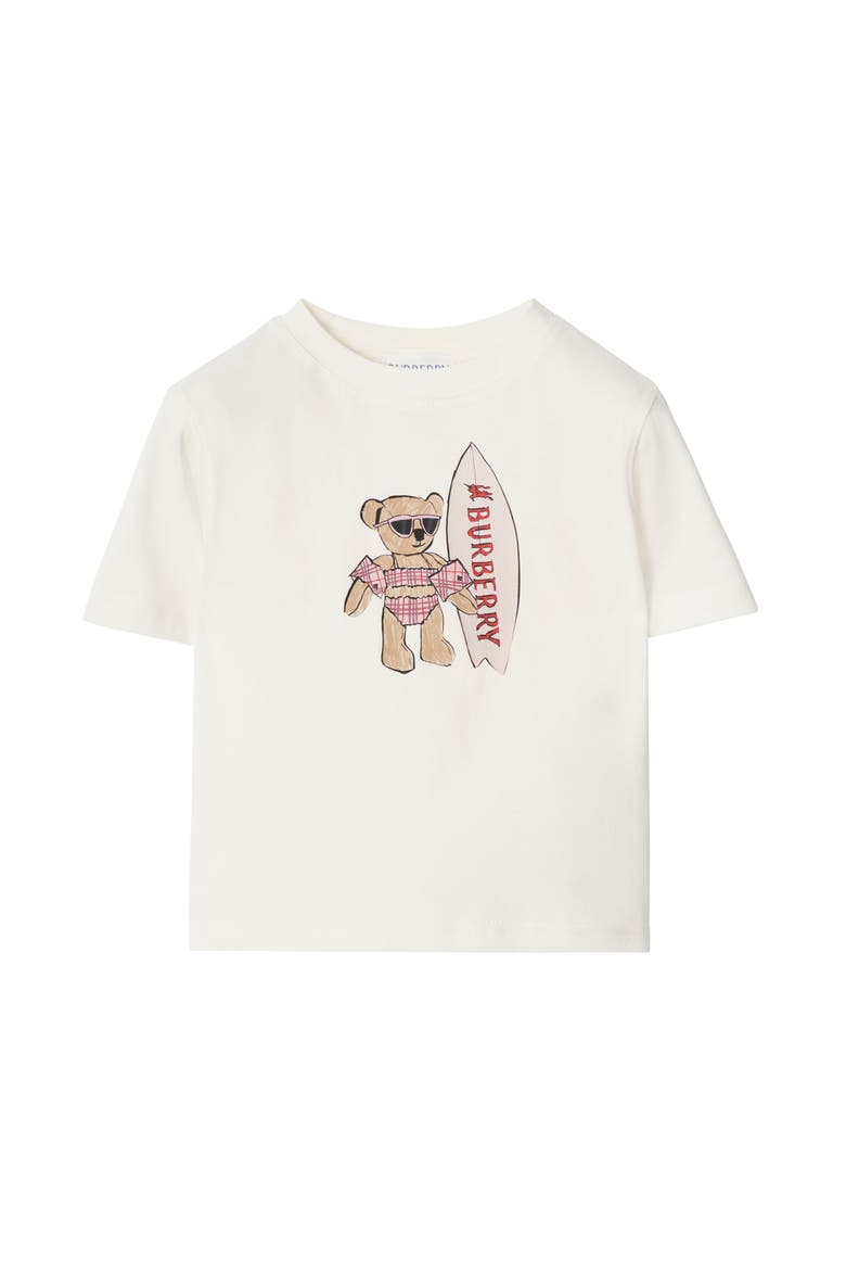 Surfer Bear Cotton T-shirt, Main, color, Chalk white