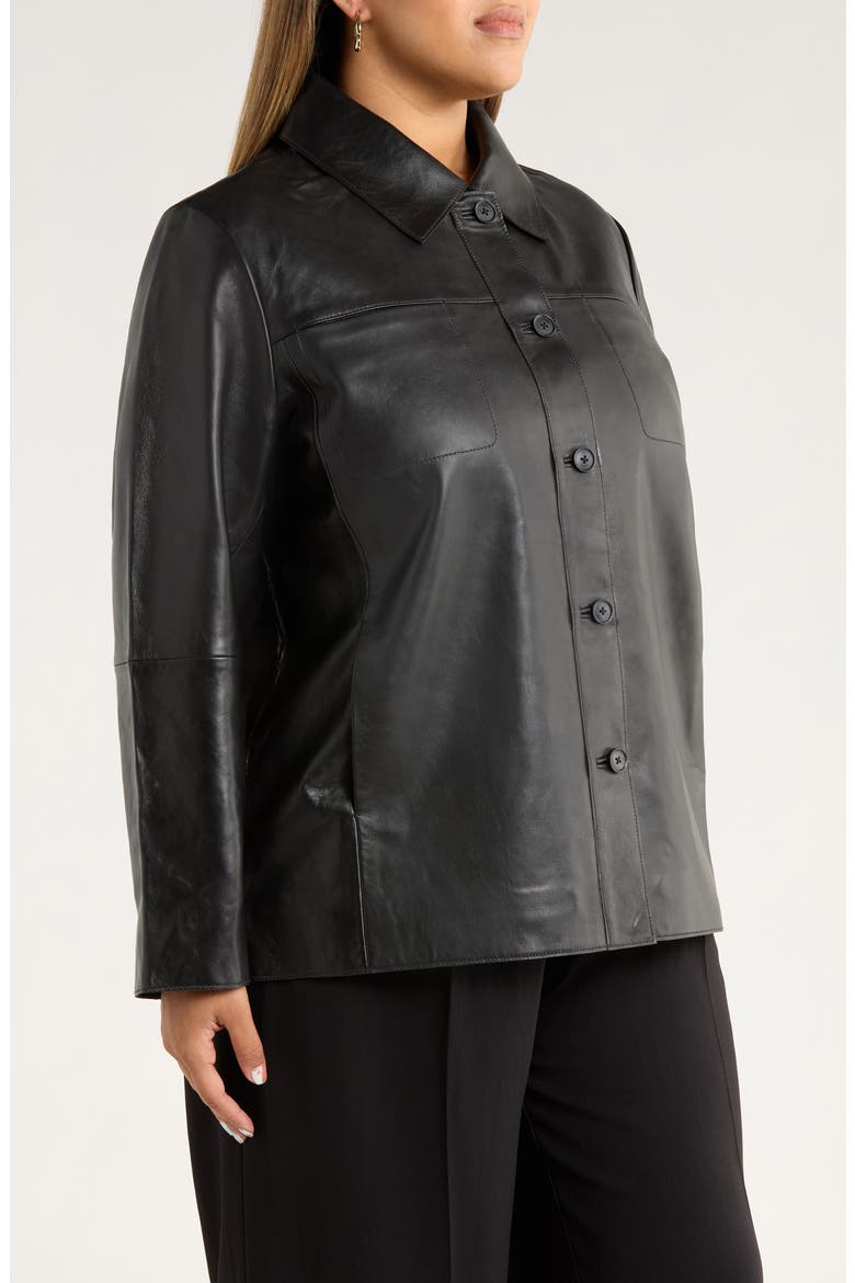 Leather Shirt Jacket, Alternate, color, BLACK