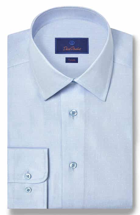 Trim Fit Pin Dot Cotton & Silk Dress Shirt