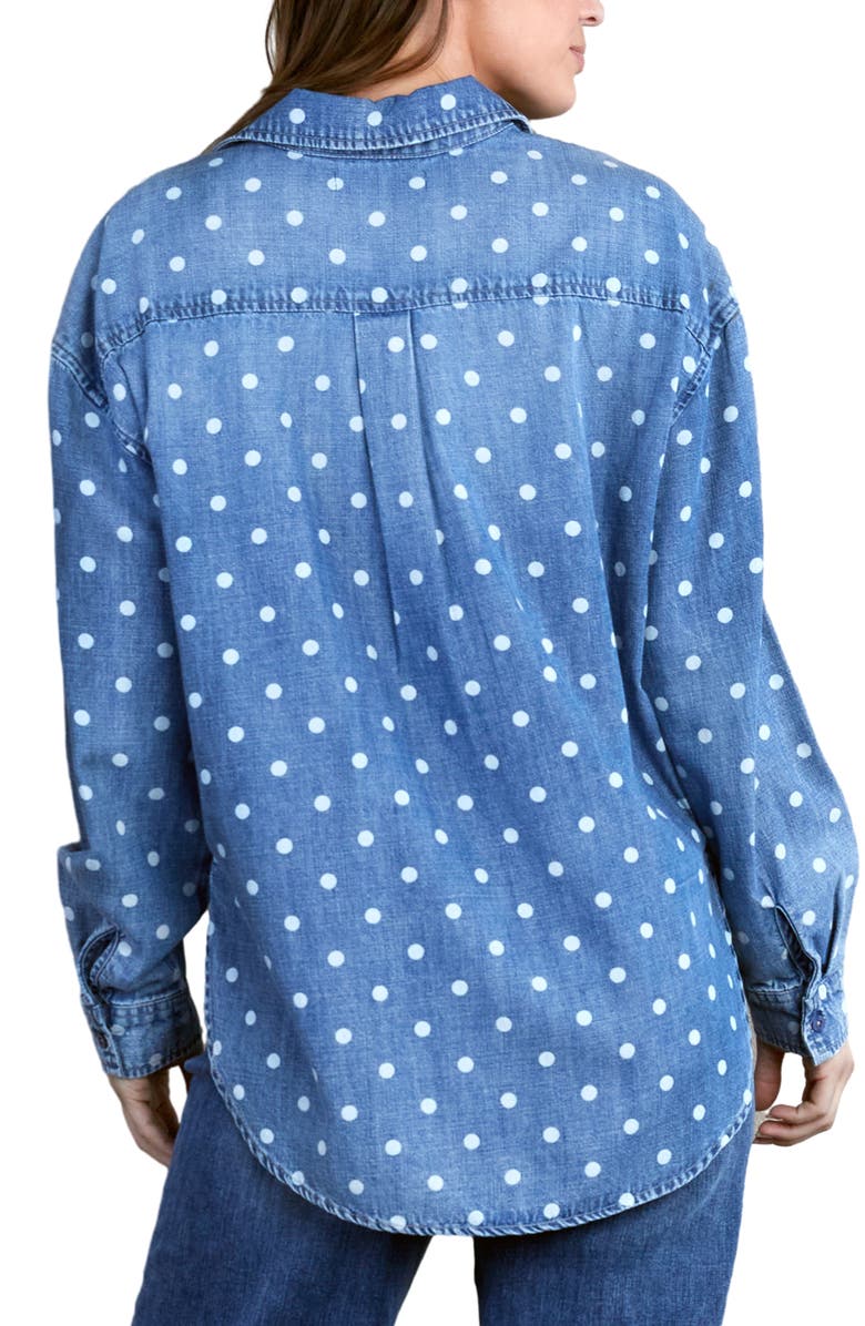 Billy T Dot Print Denim Popover Shirt, Alternate, color, Dots
