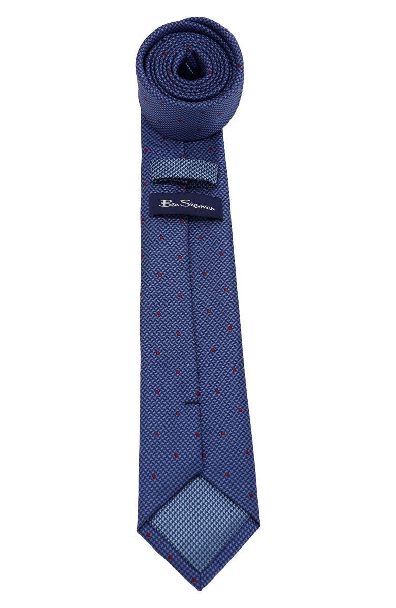 Ben Sherman Dot Print Tie, Alternate, color, Navy/ Burgundy