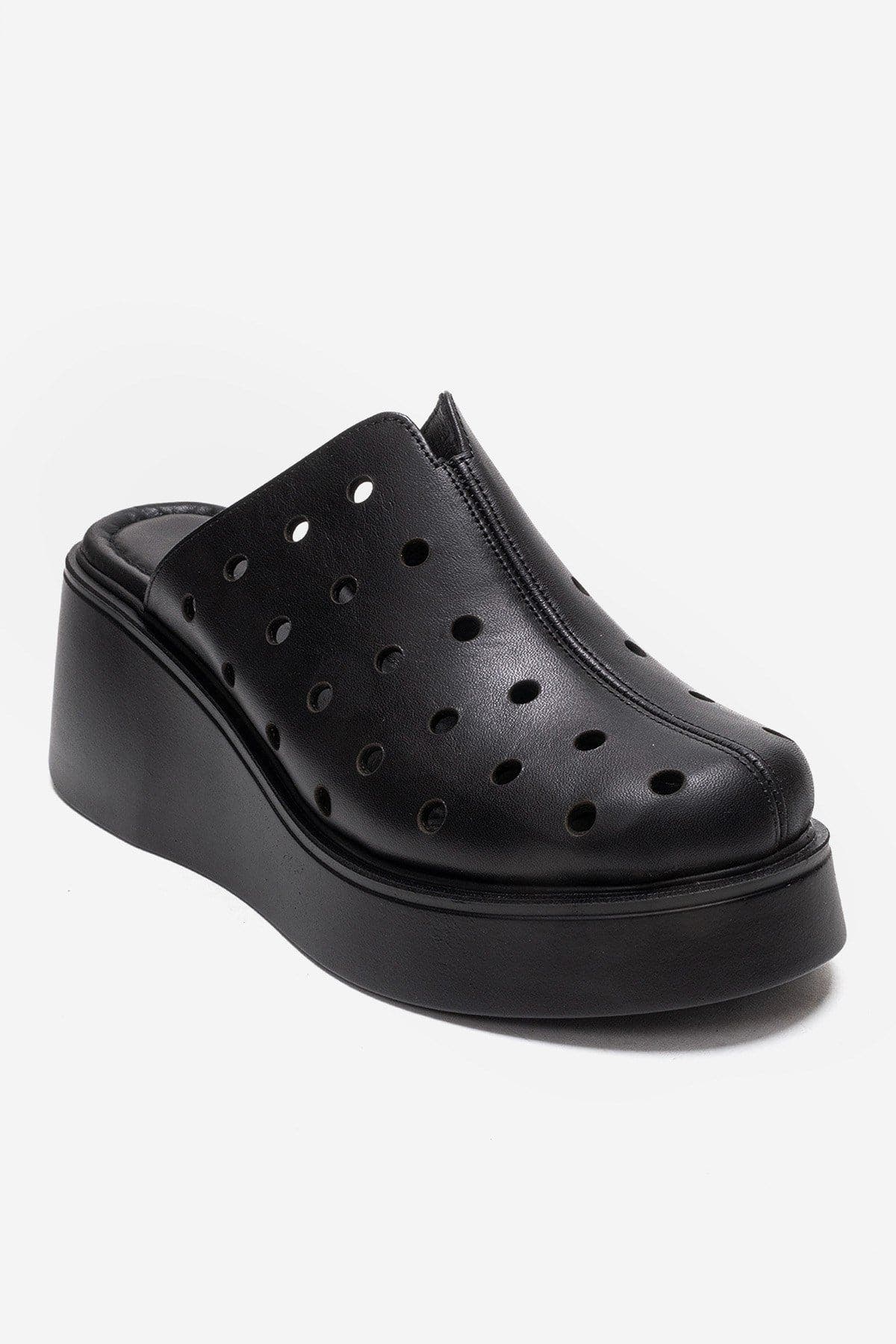 Forever & Always Shoes Nives Leather Wedge Sandal, Alternate, color, Black