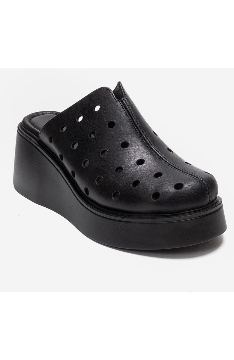 Forever & Always Shoes Nives Leather Wedge Sandal, Alternate, color, Black