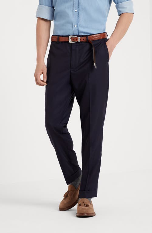 Brunello Cucinelli Tapered-leg Wool Trousers In Blue