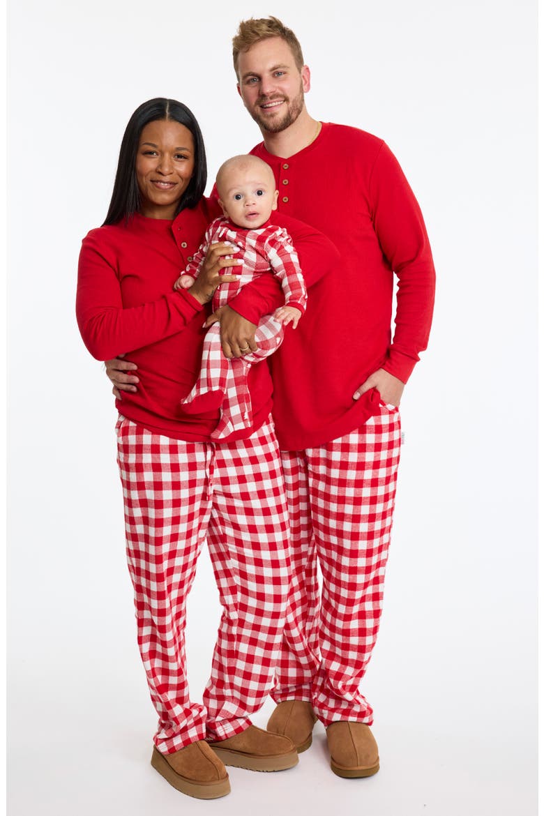 Kids' Zen Print Fitted Organic Cotton Two-Piece Pajamas, Alternate, color, CHECK OUT RED