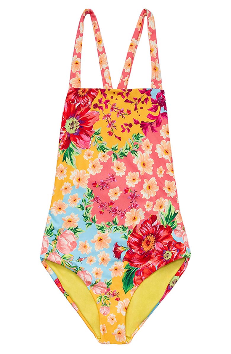 Agua Bendita Kids' Dawn Amina One-Piece Swimsuit, Main, color, Red Multicolor