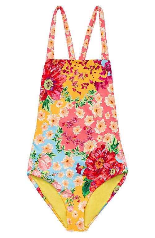 Shop Agua Bendita Kids' Dawn Amina One-piece Swimsuit In Red Multicolor