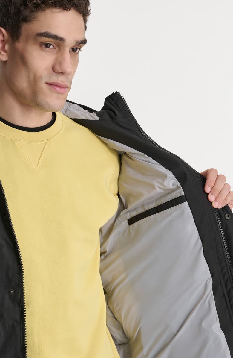 DKNY Zip Front Longline Puffer, Alternate, color, Black