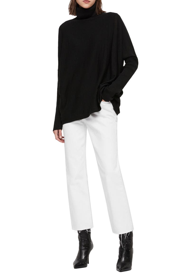 Koko Merino Wool Turtleneck Wrap Sweater, Alternate, color, BLACK/BLACK
