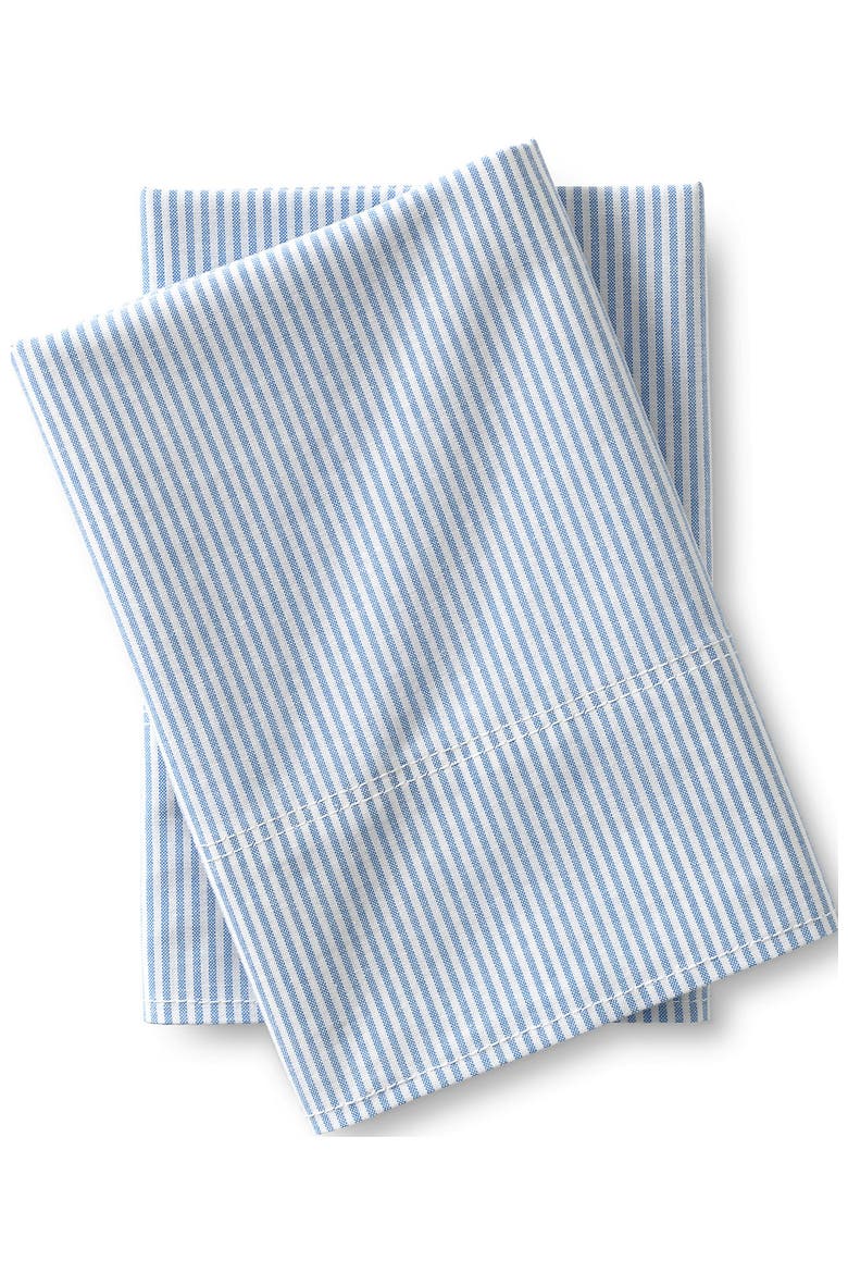 Cotton Oxford Stripe Pillowcases, Main, color, Silver Lake Blue Stripe