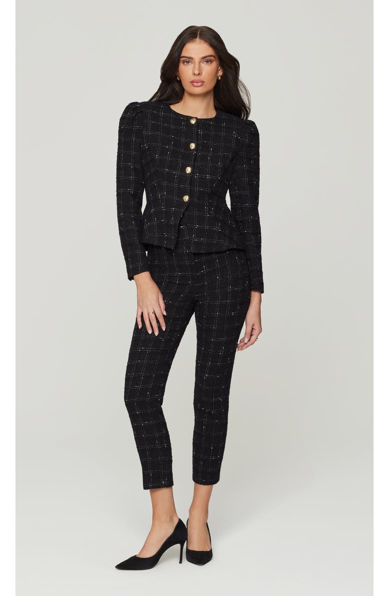 Generation Love Cynthia Windowpane Tweed Jacket, Main, color, Checkered, Plaid, Black
